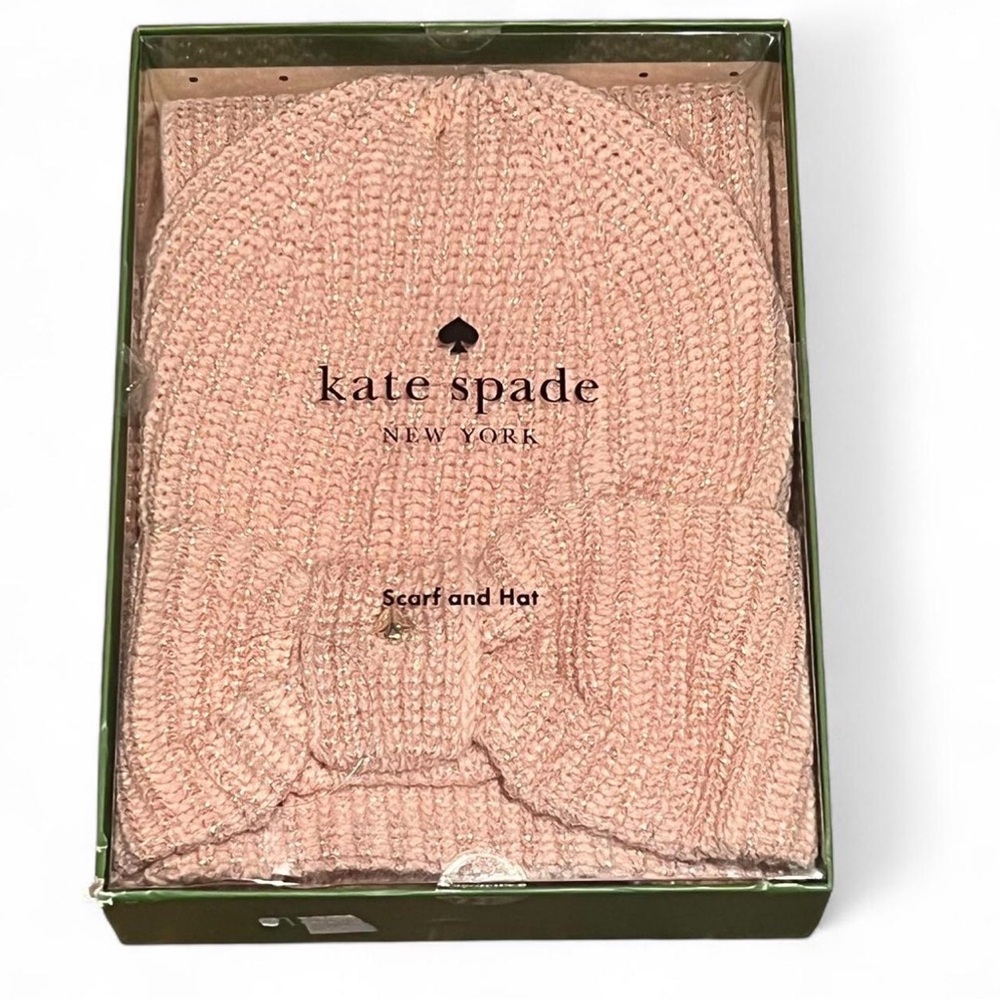 Kate‎ Spade Blush Knit Scarf and Hat Set One Size